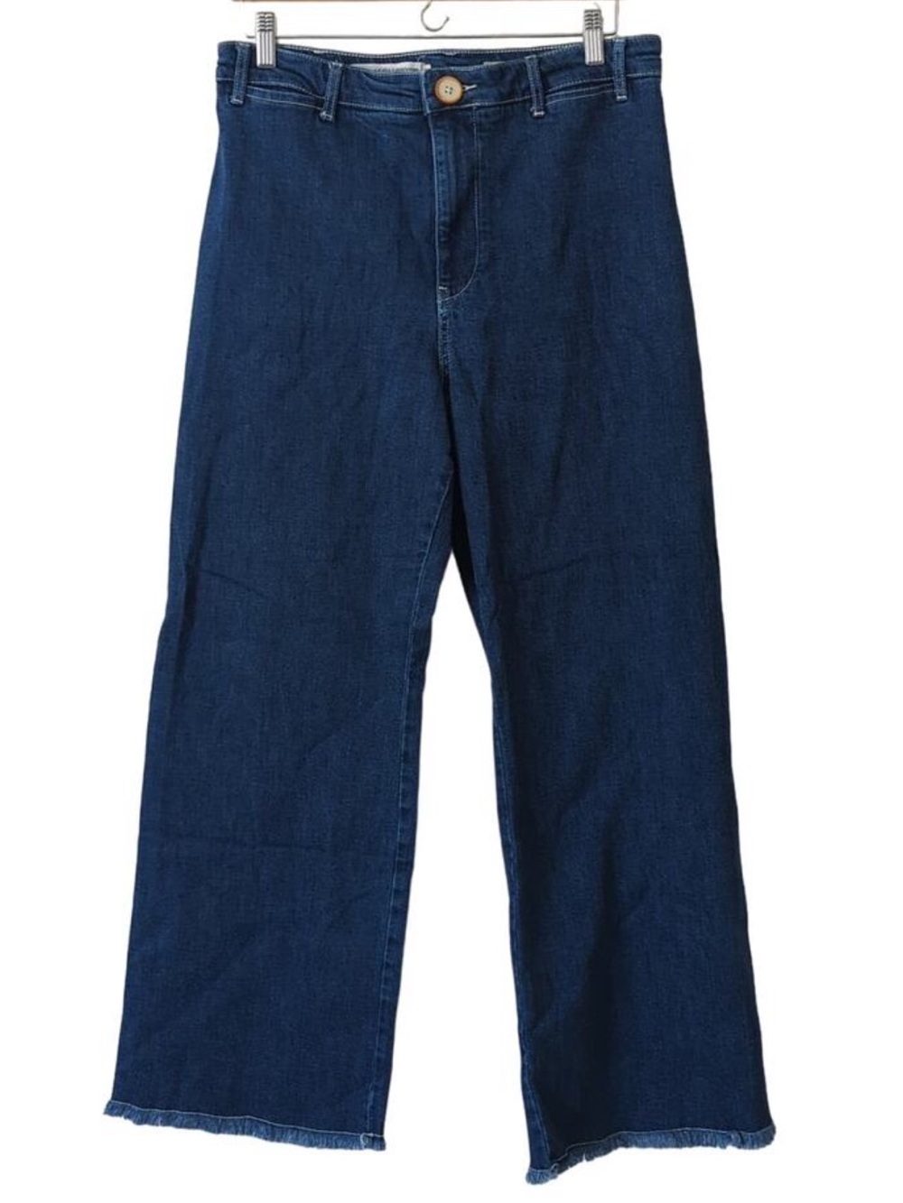 Anthropologie Pilcro Letterpress Womens Jeans 31 Tall Fringe Fray Ankle Wide Leg
